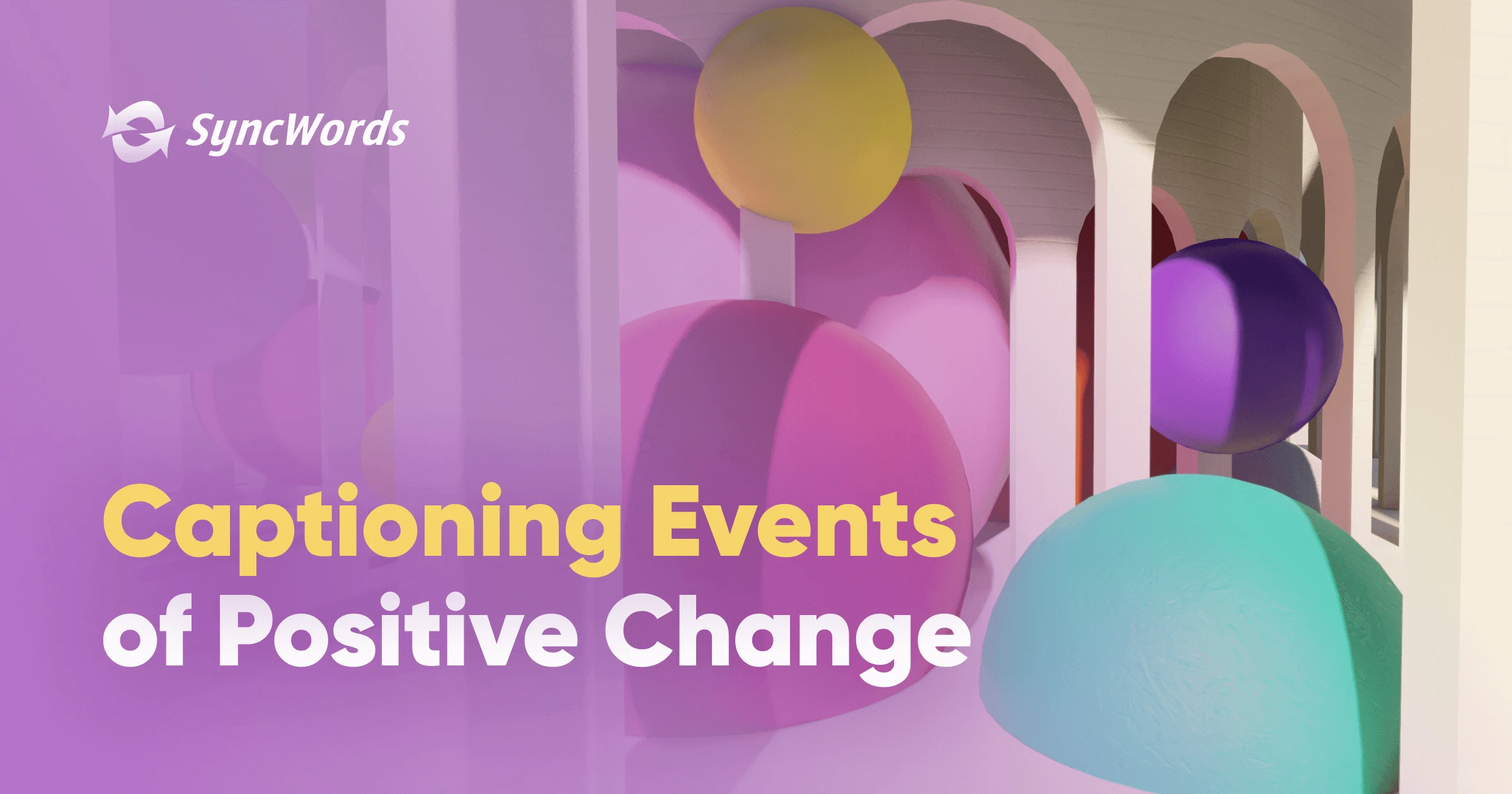 Globos de colores en un evento subtitulado