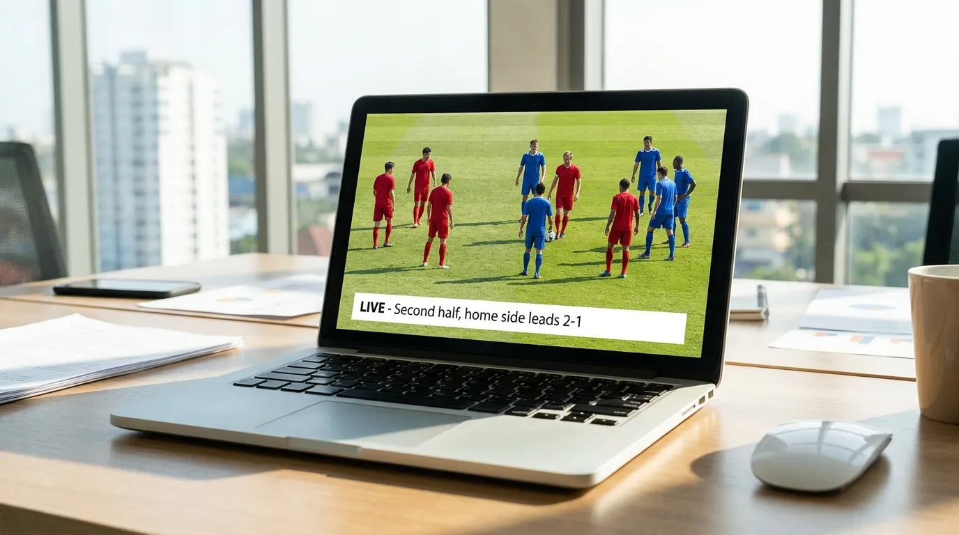 Streaming sportivo live con sottotitoli sullo schermo