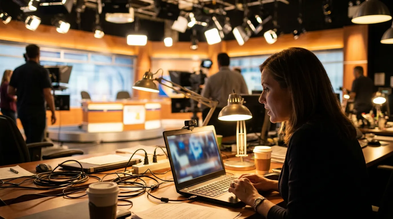 Going live from a laptop on the newsroom floor